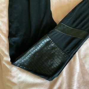 Black faux leather/ mesh leggings